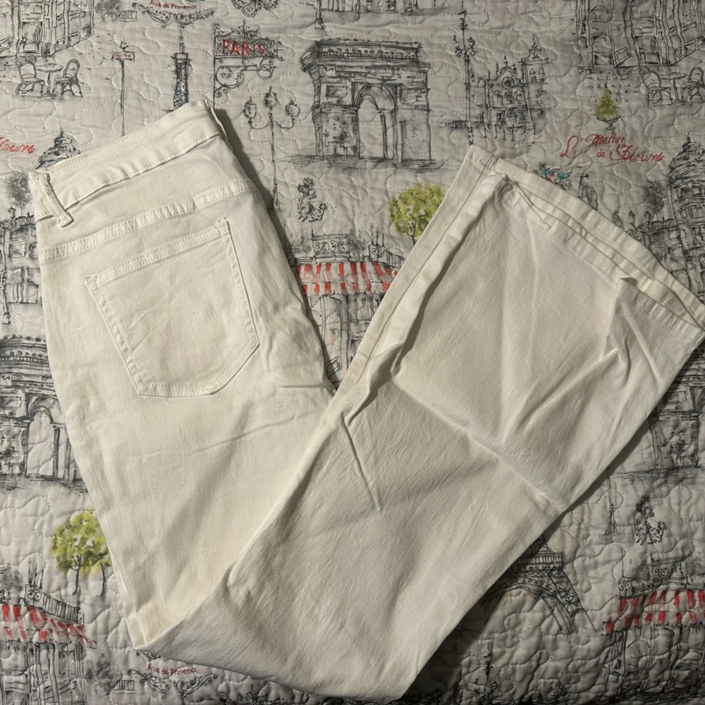 White flared jeans